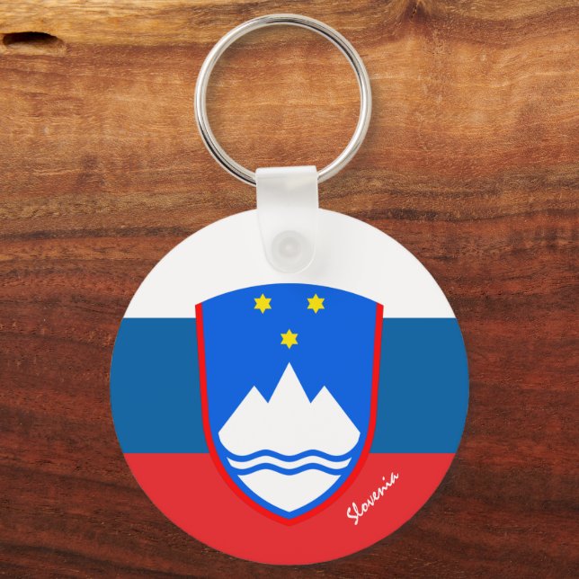 Slovenian flag, emblem & Slovenia holiday / sports Keychain (Front)