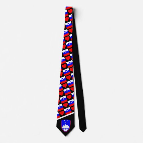 Slovenian Flag Heart Coat of Arms Slovenian Pride Neck Tie