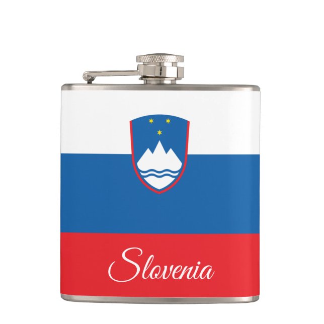 Slovenian Flag & travel Slovenia /sports fans Flask (Front)