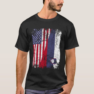 Slovenian Roots Half American Flag Slovenia T-Shirt