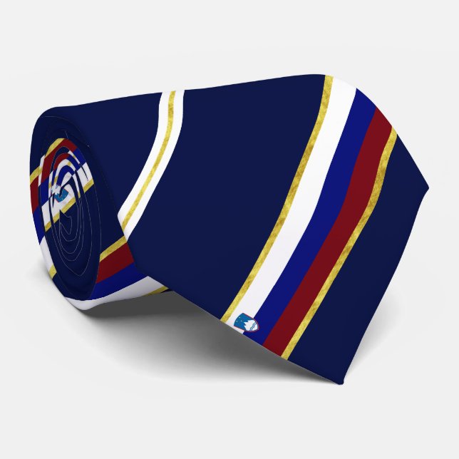 Slovenian stripes flag neck tie (Rolled)