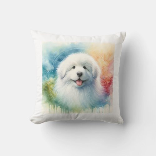 Slovensky Cuvac in Nature AREF915 _ Watercolor Throw Pillow