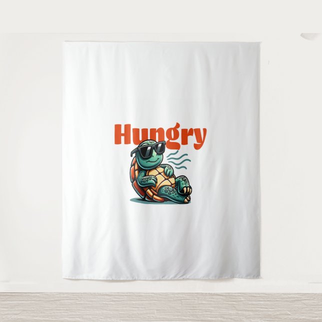 Slow and Hungry – Cool Turtle Tapestry (Front)