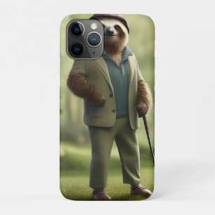 "Slow and Steady: A Sloth Dressed for Golf iPhone 11 Pro Case