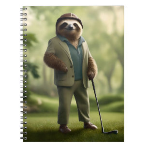 "Slow and Steady: A Sloth Dressed for Golf Notebook