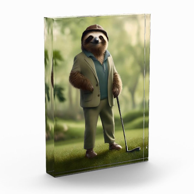 "Slow and Steady: A Sloth Dressed for Golf  Photo Block (Left)