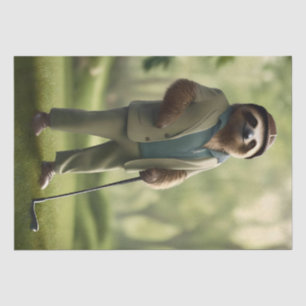 "Slow and Steady: A Sloth Dressed for Golf  Tissue Paper