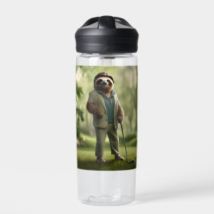 "Slow and Steady: A Sloth Is Dressed for Golf Water Bottle