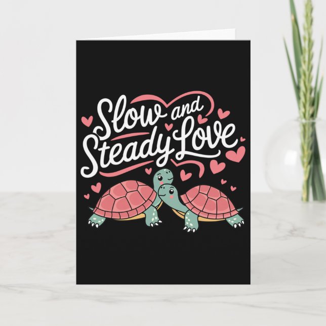 Slow And Steady Love Cute Turtle Couple Lover Vale Card (Front)