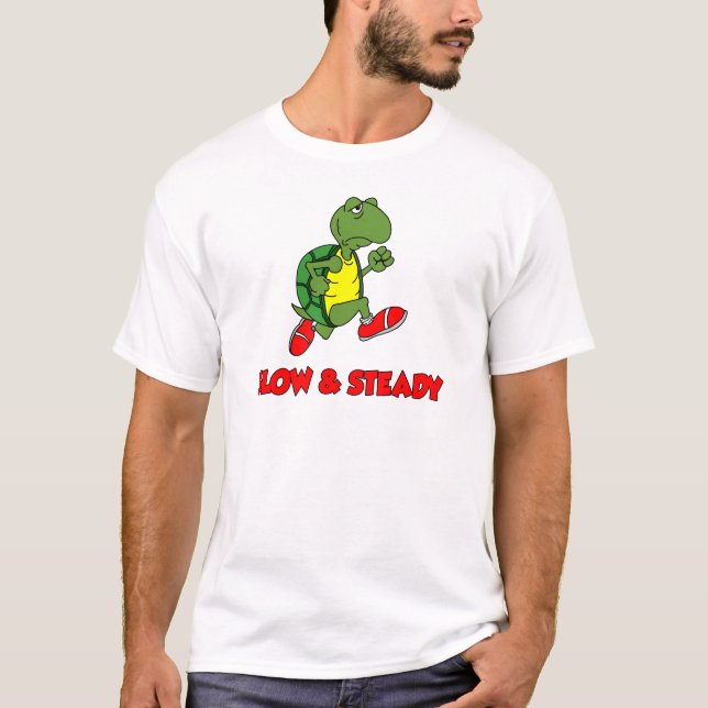 Slow And Steady Running Turtle T-Shirt (Front)