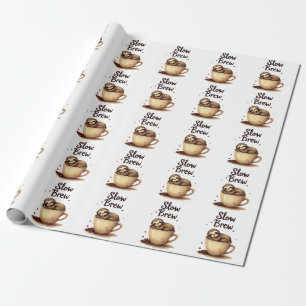 Slow Brew Coffee Sloth Wrapping Paper