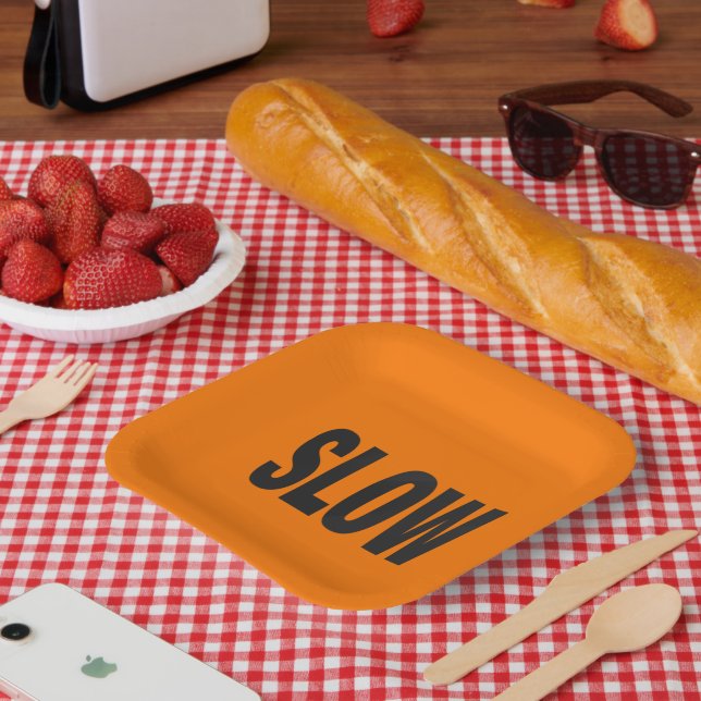Slow Caution Sign  Paper Plates (Picnic)
