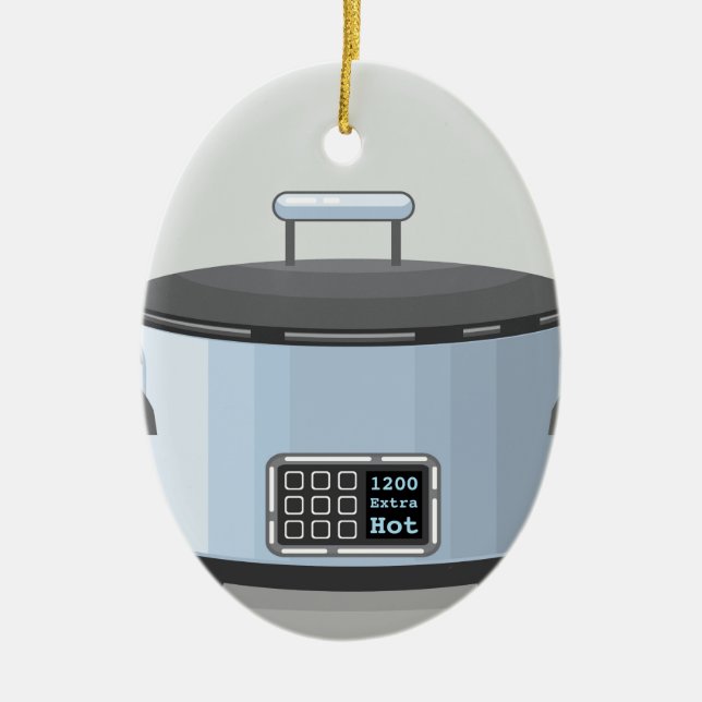 Slow cooking crock pot vector ceramic ornament (Front)