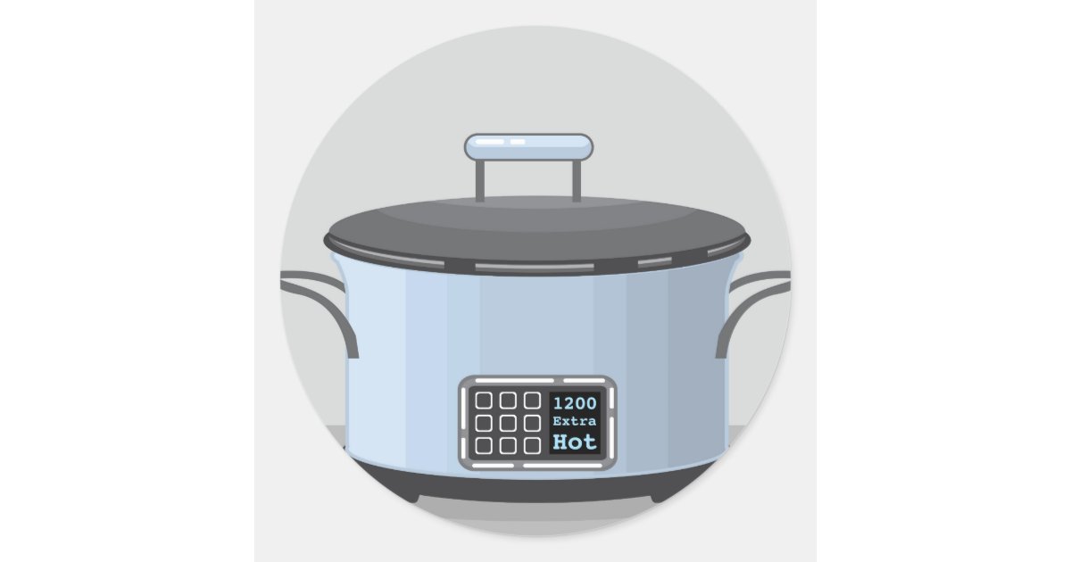 Crocksafe Sticker Slow cooking crock pot vector classic round sticker | Zazzle