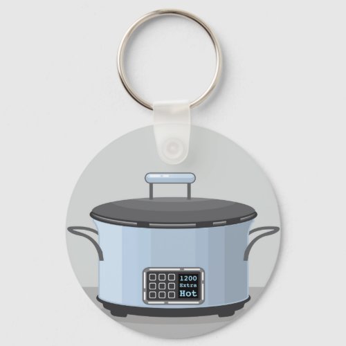 Slow cooking crock pot vector keychain