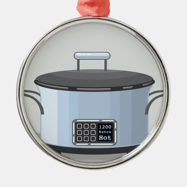Slow cooking crock pot vector metal ornament (Front)