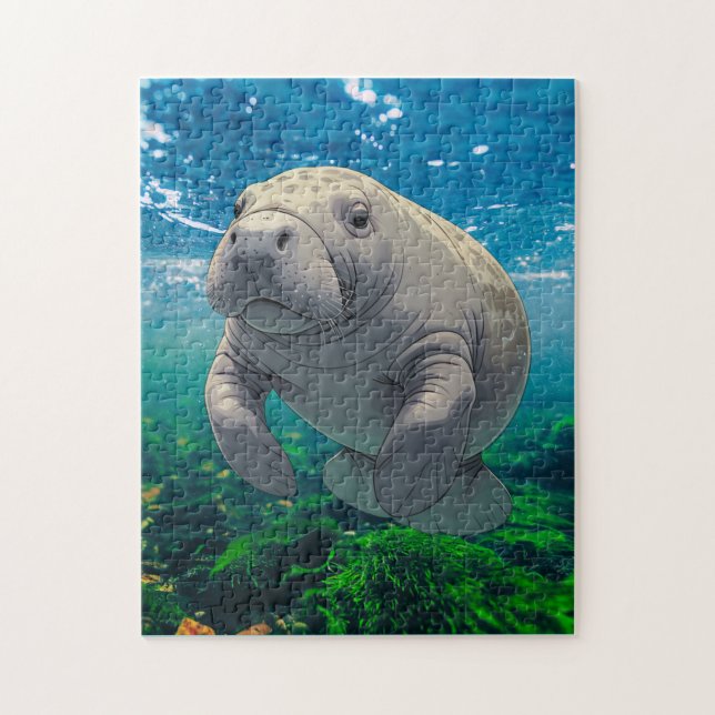 Slow Down and Drift for Manatee Inspired Jigsaw Puzzle (Vertical)
