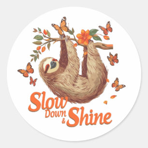 Slow Down and Shine Sloth Sticker