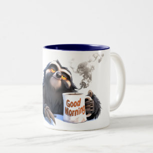 Slow Down and Sip: Good Morning with a Sloth Two-Tone Coffee Mug