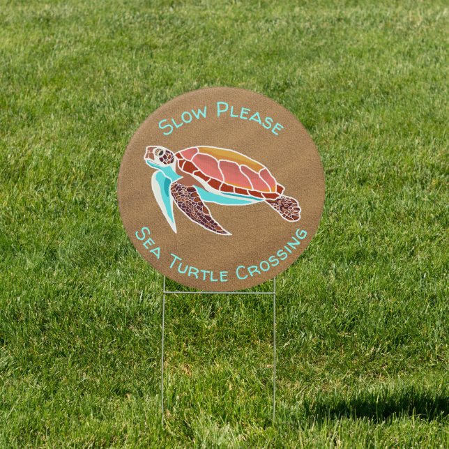 Slow Down Beach Life Sea Turtle Crossing Sign (Insitu)