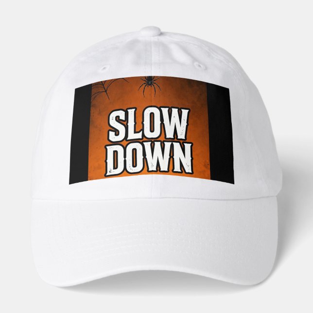 Slow Down Funny Retro Sunset Baseball Cap (Front)