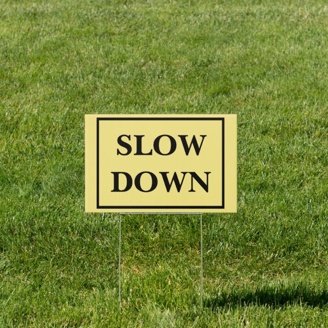Slow Down Traffic Cars Speeding Curb Sign Yellow (Insitu)