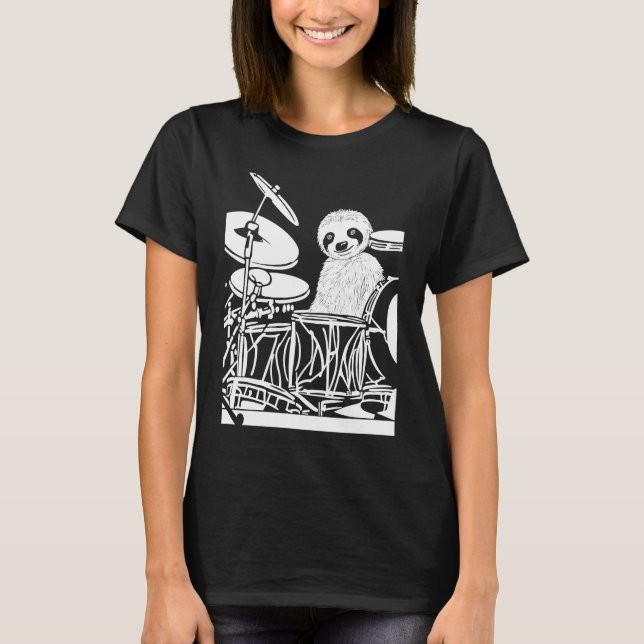 Slow Drummer Sloth  Heavy Metal Saying Doom Metal T-Shirt (Front)