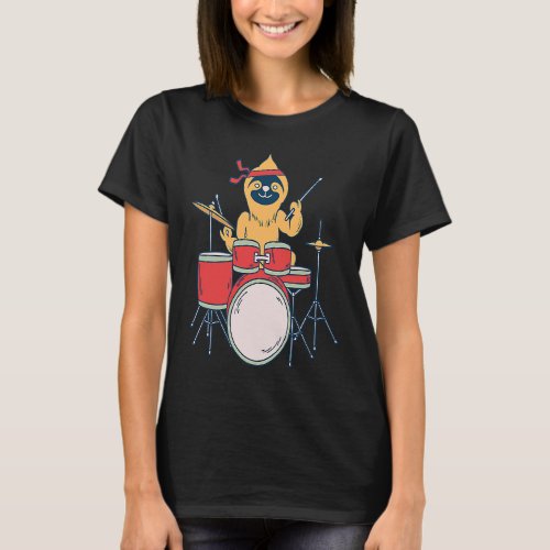 Slow Drummer Sloth  Heavy Metal Saying Doom Metal T_Shirt