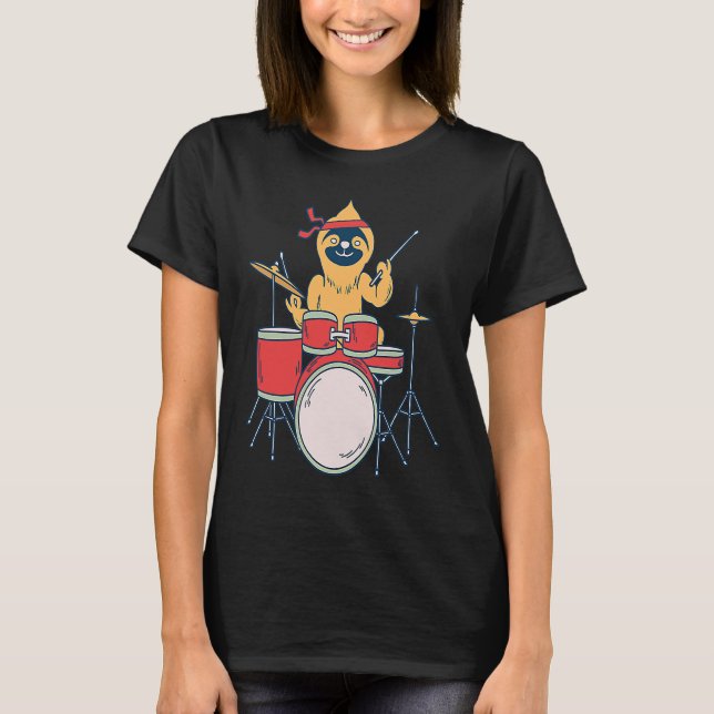 Slow Drummer Sloth  Heavy Metal Saying Doom Metal T-Shirt (Front)