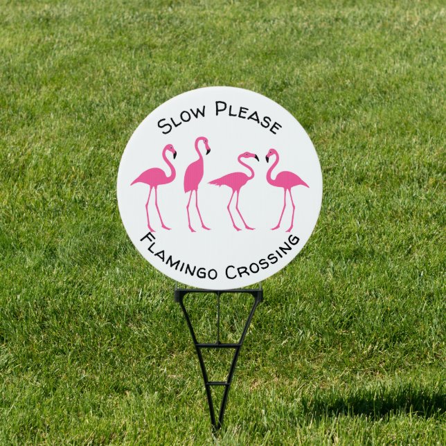 Slow Flamingo Crossing Pink Birds Tropical Sign (Insitu)