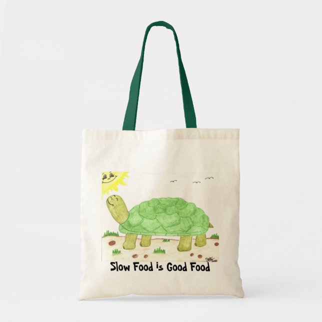 Slow Food is Good Food turtle tote bag (Front)