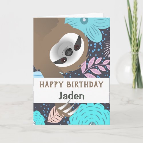 Slow Hanging Sloth Happy Birthday Card