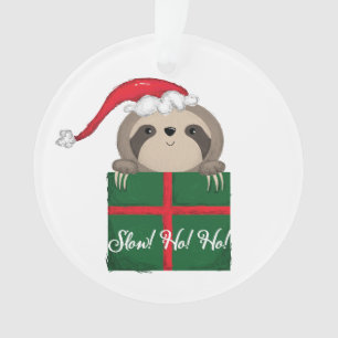 Slow! Ho! Ho! Sloth Christmas Santa Ornament