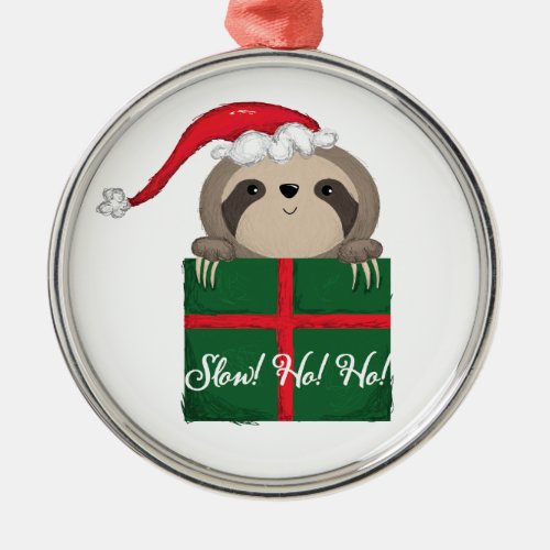 Slow Ho Ho Sloth Metal Ornament