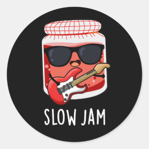 Slow Jam Funny Food Pun Dark BG Classic Round Sticker