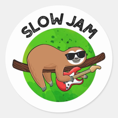 Slow Jam Funny Music Animal Pun  Classic Round Sticker