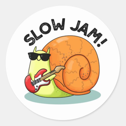 Slow Jam Funny Music Snail Pun  Classic Round Sticker