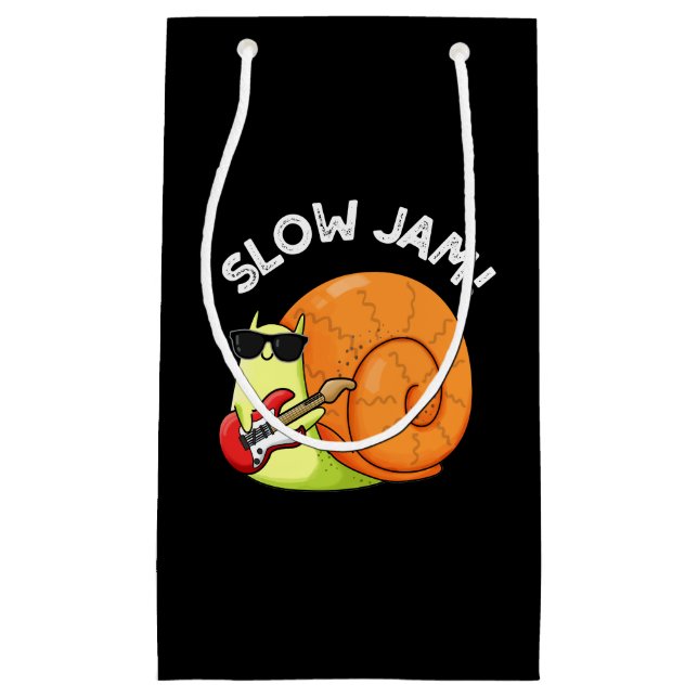 Slow Jam Funny Music Snail Pun Dark BG Small Gift Bag (Front)
