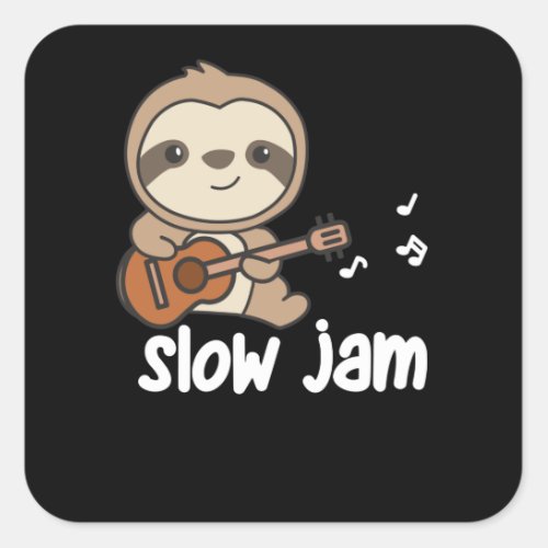 Slow Jam Sloth Makes Music With Guitar Square Sticker