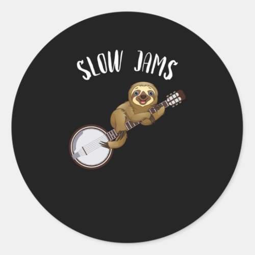 Slow Jams Banjo Music Acoustic Bluegrass Band Gift Classic Round Sticker