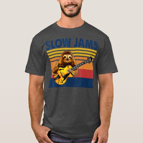 Slow Jams GUITAR Funny Sloth Play Guitar  T_Shirt