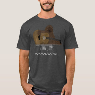 Slow Jams Sloth Playing Guitar Distressed T-Shirt