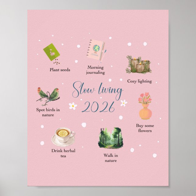 Slow Living 2026 Watercolor Illustration  Poster (Front)