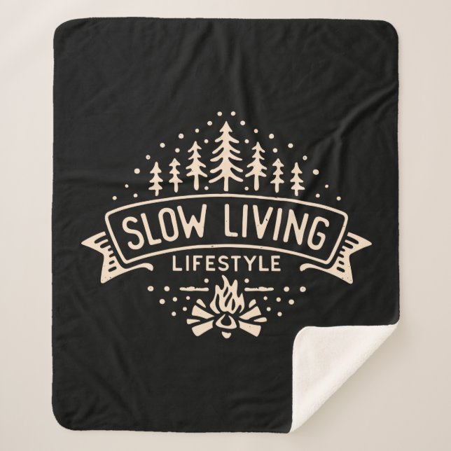 Slow Living Lifestyle Sherpa Blanket (Front)