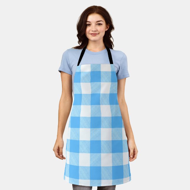 Slow-Living Summer Sky Check Apron (Worn)
