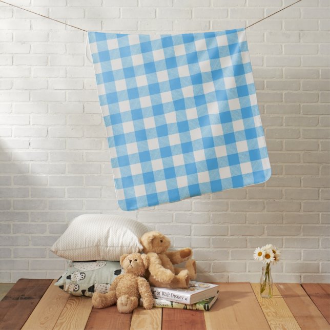 Slow-Living Summer Sky Check Baby Blanket (In Situ)