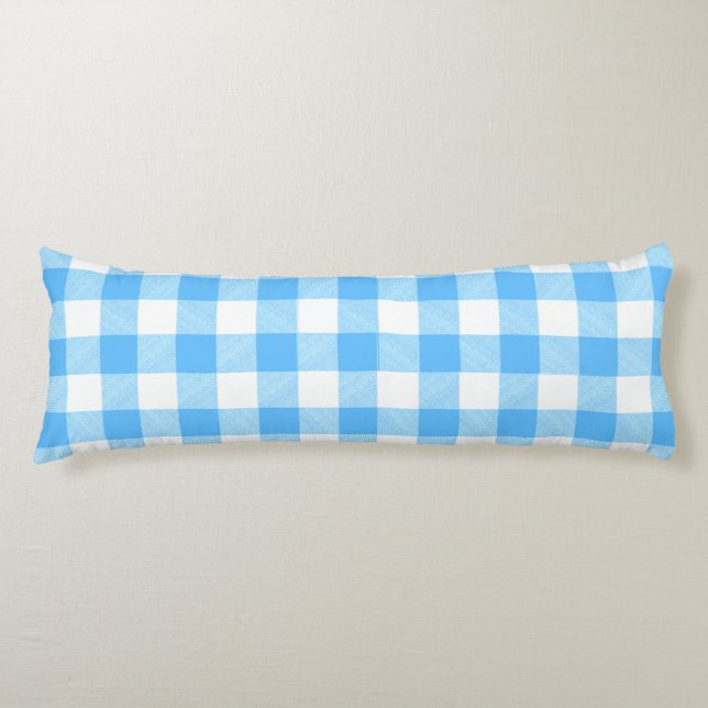 Slow-Living Summer Sky Check Body Pillow (Front)
