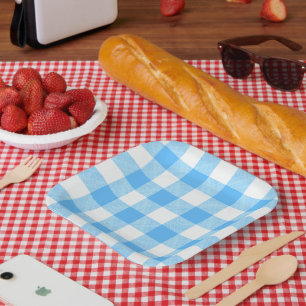 Slow-Living Summer Sky Check Paper Plates