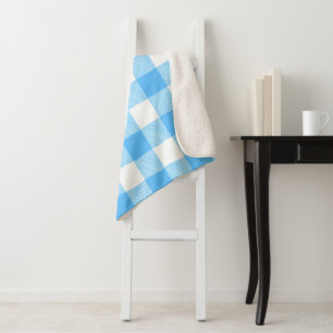 Slow-Living Summer Sky Check Sherpa Blanket