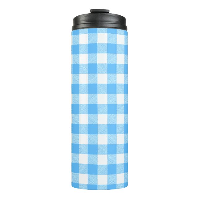 Slow-Living Summer Sky Check Thermal Tumbler (Front)